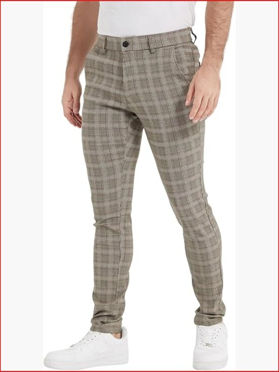 Other - Skinny Dress Pants Plaid Chino for Men